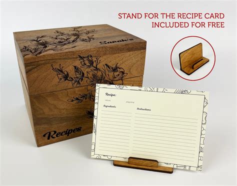 wooden recipe card box